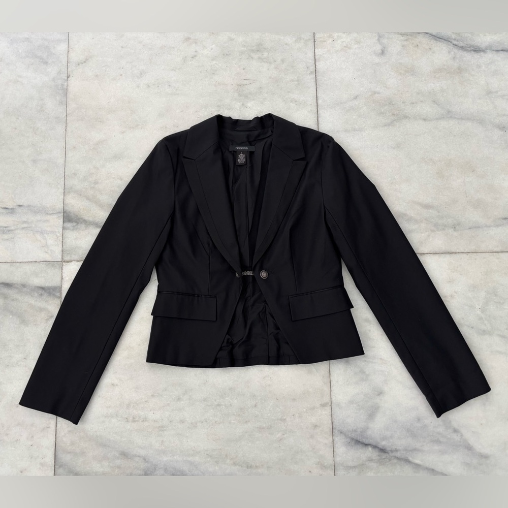Y2K Arden B. Blazer Black Chain Closure Notch Collar Crop Womens L Office Gothic